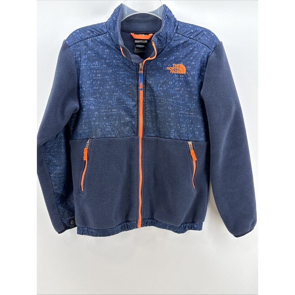 North Face Blue and Orange Full Zip Fleece Jacket, Boys L Gorpcore‎